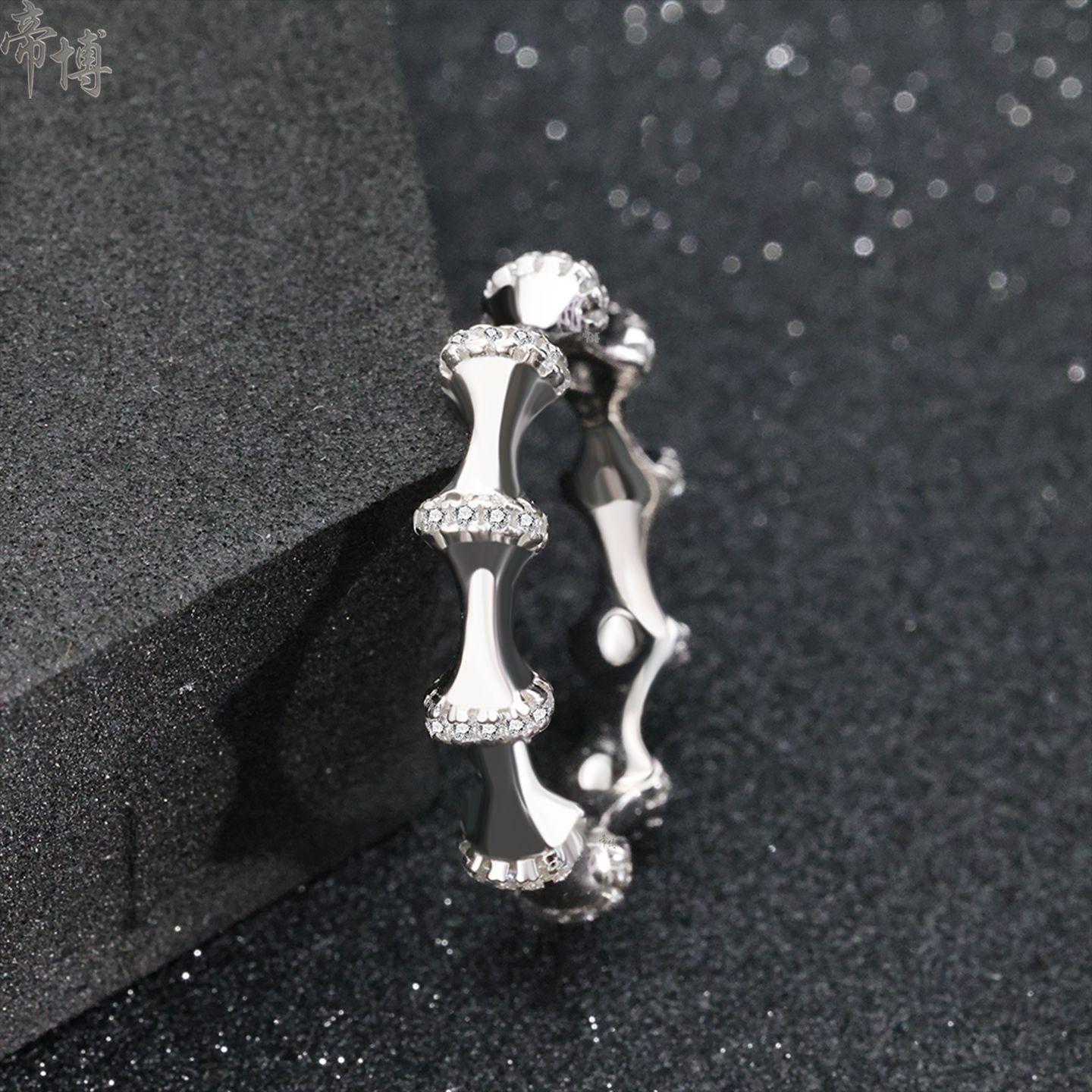 Dibo S925 Sterling Silver Bamboo Joint Fashion Ring for Women Size 6