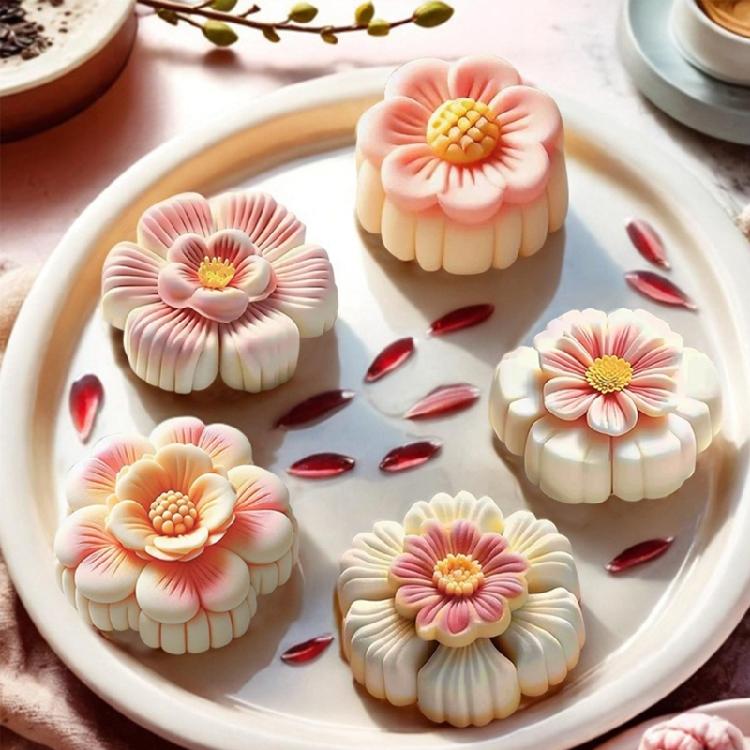 Chocolate Molds Cake Moulds Flower Shape Dessert Molds Pastrys Bakings Supplies Silicone Texture for Baking Cake Dessert