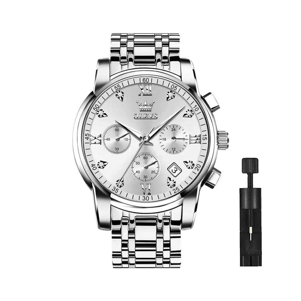 Мужские деловые часы OLEVS с металлическим или нержавеющим ремешком, аналоговым дисплеем, стильные и повседневные