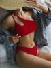 Women's One-Shoulder Solid Color Sexy Two-Piece Bikini Swimsuit