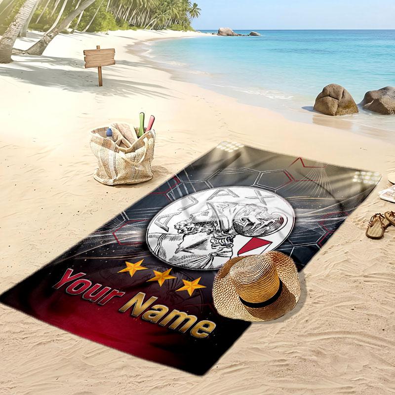Ajax Amsterdam Personalisiertes Bedrucktes Strandtuch Fußballlogo Unterstützung Benutzerdefinierter Name Text Saugfähiges Handtuch Für Sport Reisen Besonderes Geschenk
