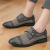 Summer New Breathable Mesh Patchwork Leather Shoes for Men Luxury Designer Formal Wedding Dress Homecoming Monk Strap Loafers