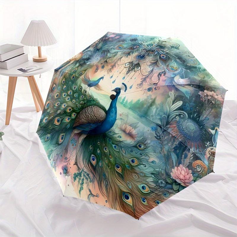 1pc Enchanted Peacock Garden Automatic Opening and Closing Folding - A Good Choice for Gifts, Fashionable and Convenient Umbrella With Cute Carto