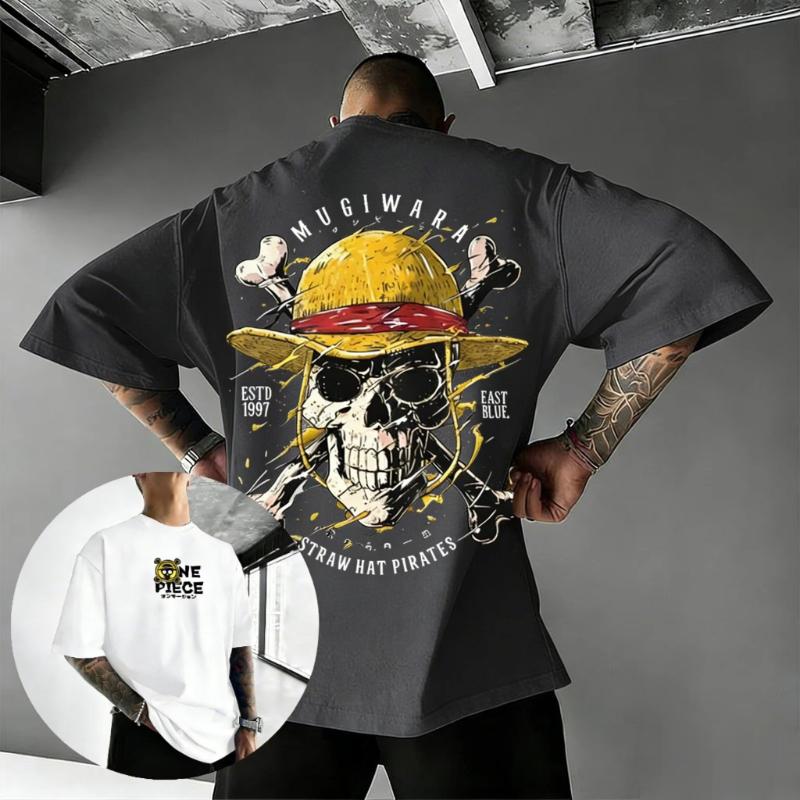 Unisex Oversize One Piece Skull Anime T Shirt Men Women Cotton Streetwear Casual Short Sleeve Top Graphic Tee Trendy 2026 Summer