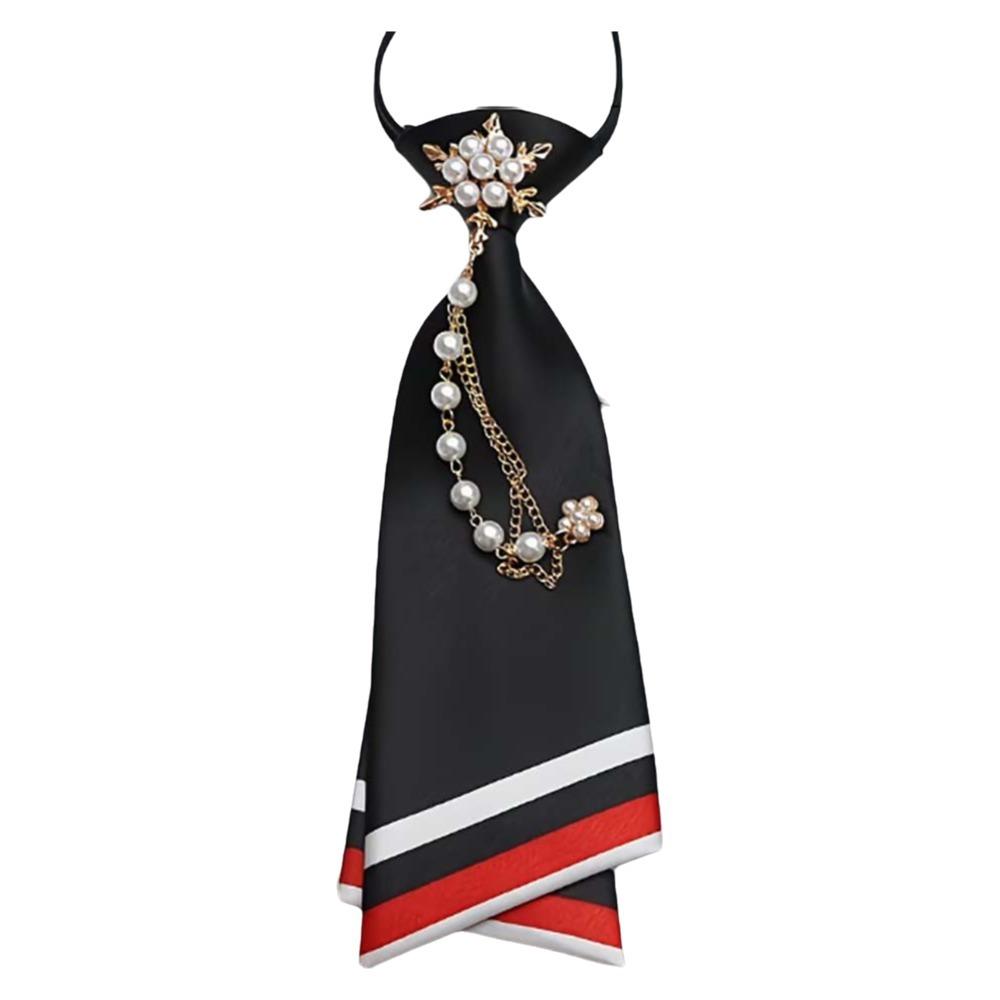 No-Sew Design Beaded Floral Tie Pearl Chain Decoration Pearl Chain Necktie  Daily Wear