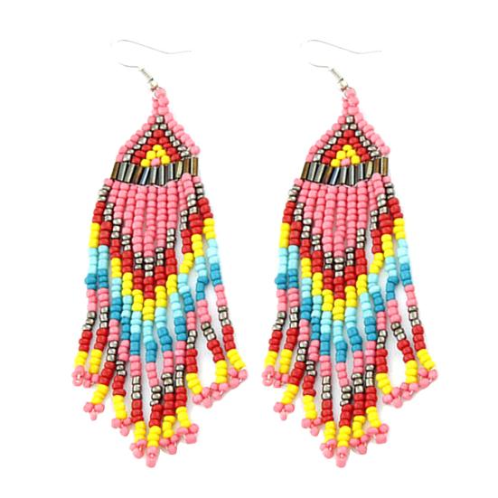 

Bohemian Women Party Multicolor Beads Drop Dangle Statement Earrings Jewelry розовый
