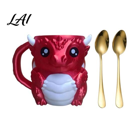 Portable Cup Holder Ice Cream Holder with Handle16 Oz Containers Built-In Snack 16-ounce Cozy Drawer Design Cute Dragon Insulated Sleeve