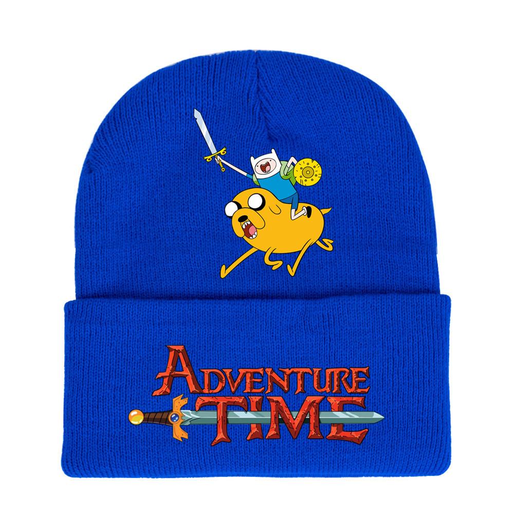 Adventure Time Cartoon Print Acrylic Knit Hat Winter Warm Unisex Beanie For Adults Teens