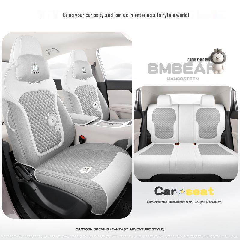 Geely Star Wish Cartoon Linen Seat Covers, Full-Coverage, All-Season Breathable Cushions for UP-Specific Cars