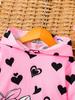 Fall and winter fashion girls' baby sets, cute cat + heart pattern hooded sweatshirt + pants, casual and simple, suitable for outdoor activities.