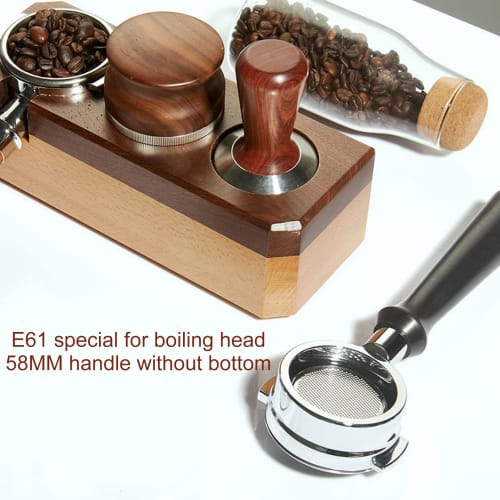 Xuuyuu 58mm Coffee Bottomless Portafilter with Removable Filter Basket for Expobar, Rocket, Faema, and Rancilio (Black)