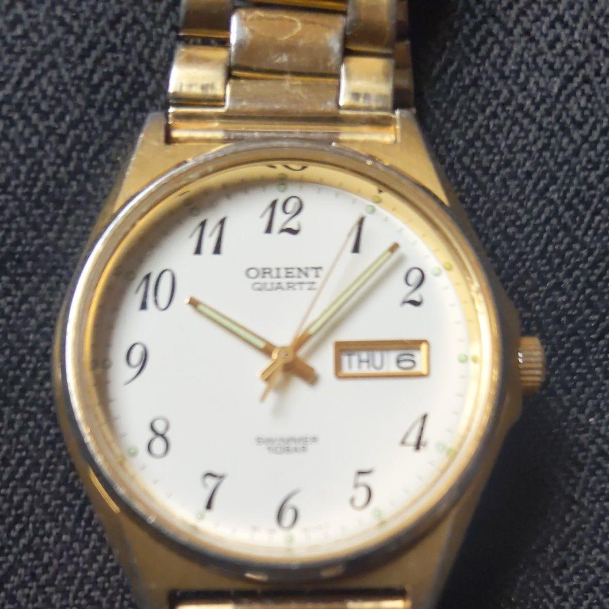 ORIENT КВАРЦЕВЫЕ Оригинальные кварцевые часы Золотые День Дата