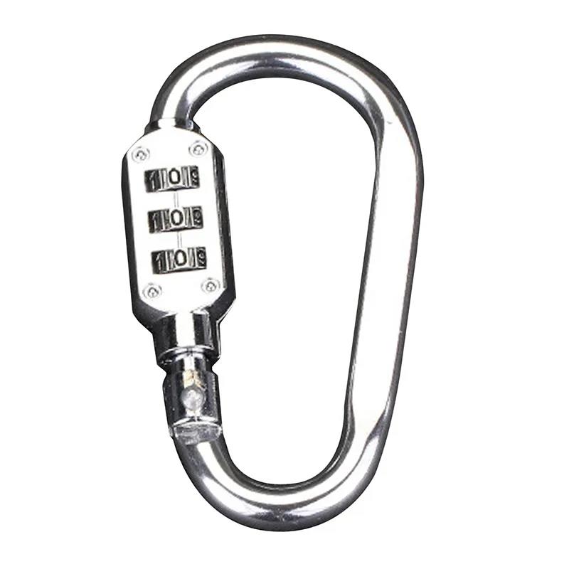 Bicycle Anti Theft Carabiner Lock - Password Aluminum Alloy 3 Dial Padlock For Hiking Bag Luggage Security Tool