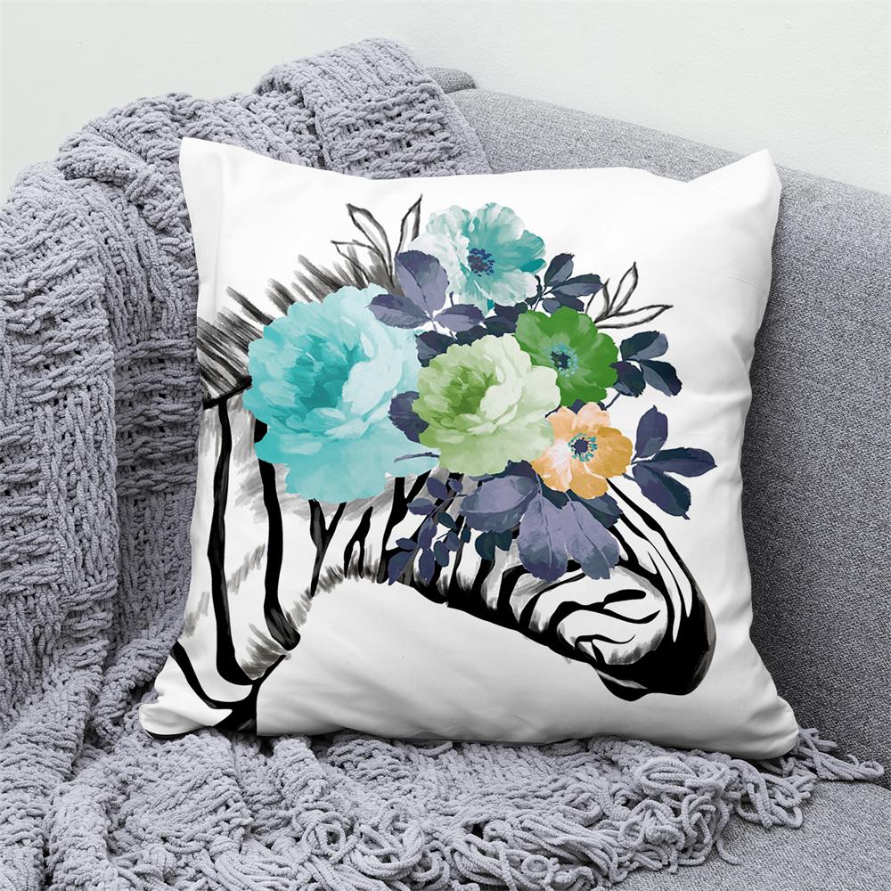 Juste De Coussin En Velours Animal Floral, Taie D'oreiller Décorative, Oreiller Pour La Maison, Canapé, Chambre, Voiture, Loup, Vache