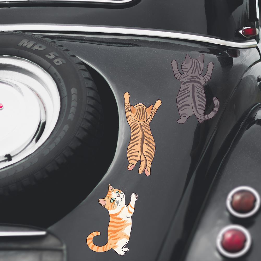 Cartoon Drei Kätzchen Glas Auto Hintergrund Verschönerung Dekoration Aufkleber