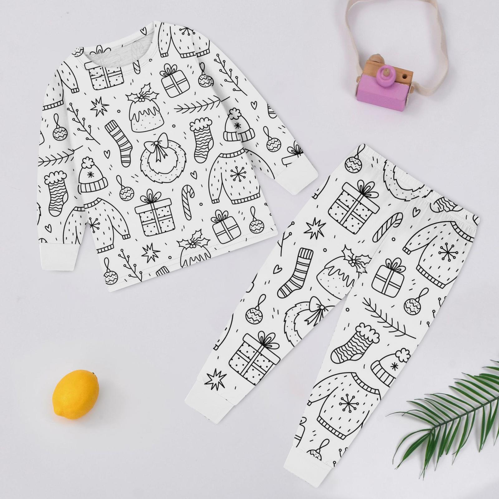 

Детский модный комплект: Рождественский топ с дудлами и брюки с длинным рукавом и круглым вырезом 120