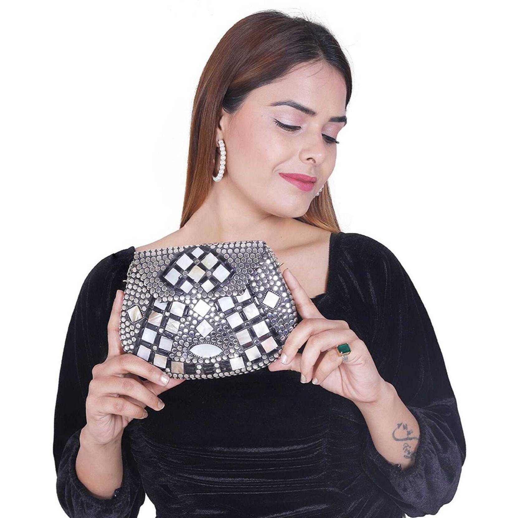 

Серебристый клатч для девочек Shakuntala Textiles свадебная сумка Металлический клатч из латуни Сумка через плечо