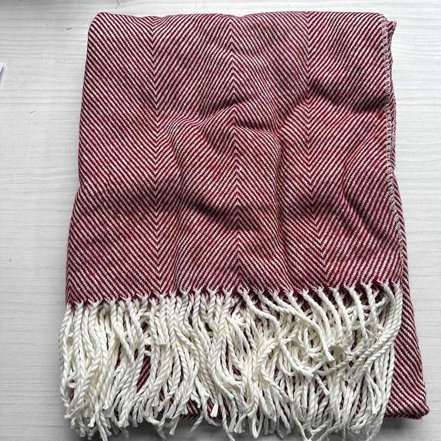 Woven Jacquard Herringbone Fringe Blanket Soft Acrylic Couch Sofa Bed Cover Decorative Throw