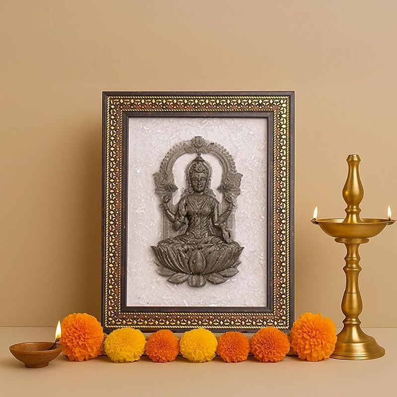 Astrotalk Pyrite Lakshmi Ji on Selenite Frame | Pyrite Stone Brings Money & Abundance | Maa Lakshmi Pooja Decorative Ite