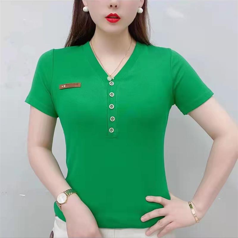 Women's 2022 Summer V-Neck Slim Fit Casual Fashion Short-Sleeve Top