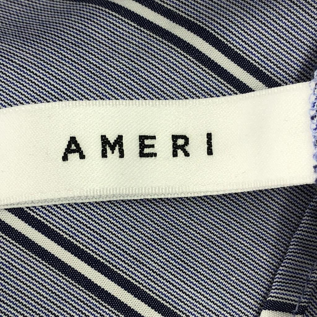 AMERI UNDRESSED Stripe Long Sleeve Balloon Sleeve Shape Cotton Shirt F Women Used