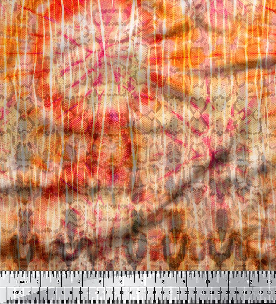 Soimoi Japan Crepe Satin Fabric Tie & Dye Panel Decor Fabric Printed Metre 42 Inch