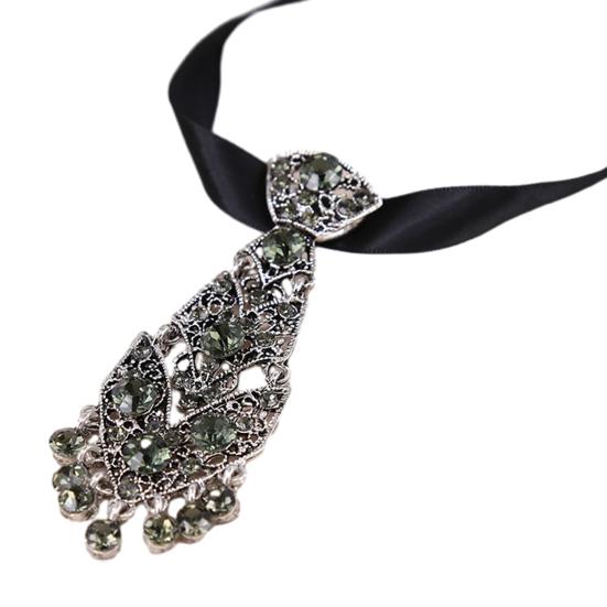 

Men Tie Holder Adjustable Size Sparkling Rhinestones Neck Tie Wedding Party Date Performance Suit Decoration сірий