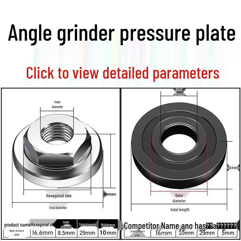 100 Angle Grinder Flange, Stainless Steel Hex Nut, Threaded Gasket, Polishing Accessory, Large