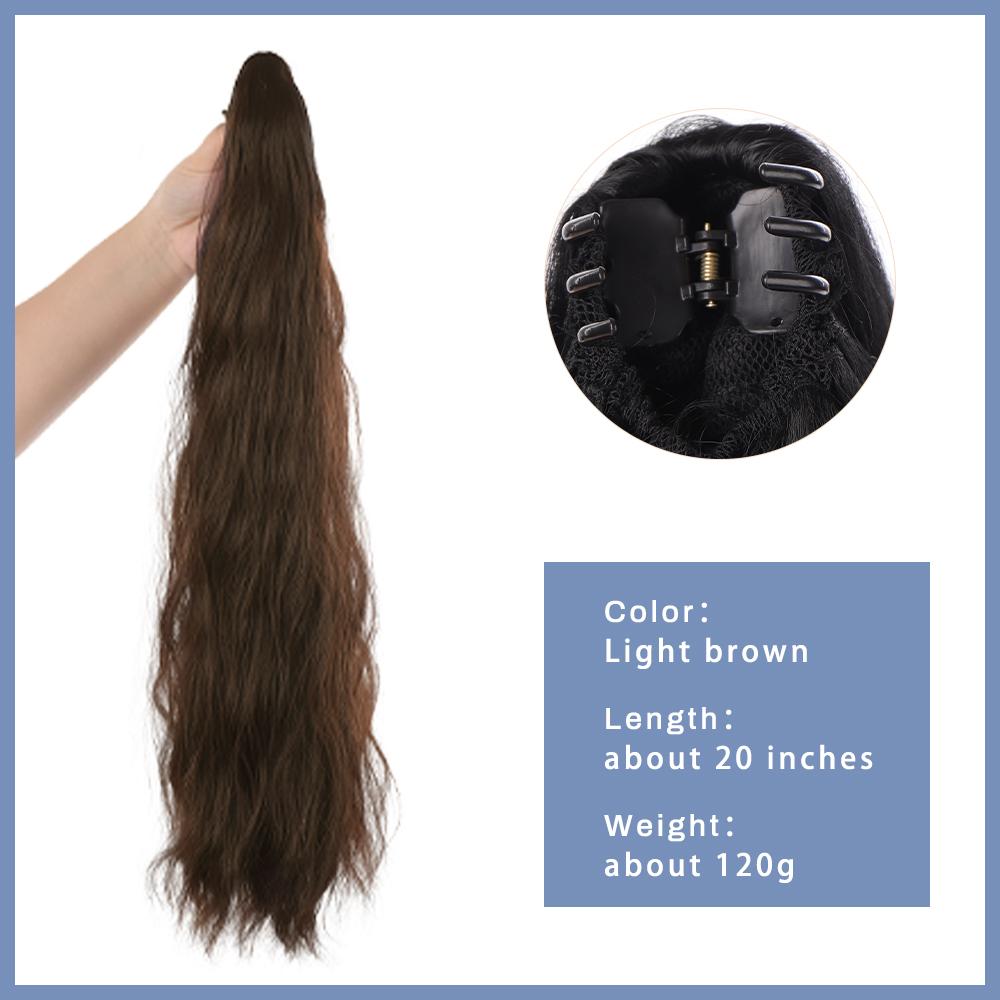 Synthetic Long Hair Claw Clip Ponytail Braid Water Wave Hair Natural Wave Wig Women's Clip Ponytail Extension