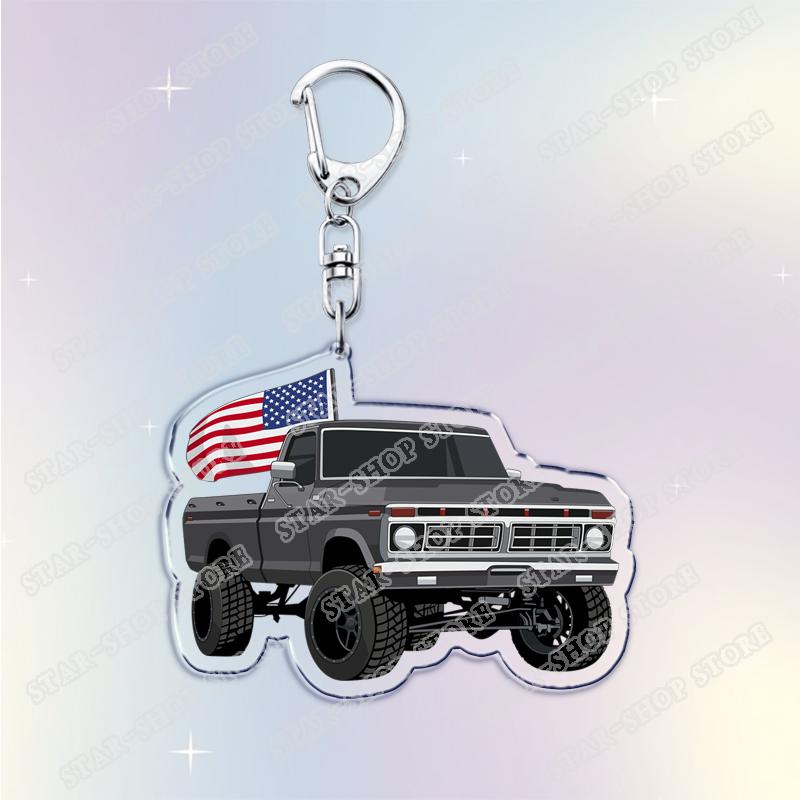 Vintage Classic Old Truck Keychains for Accessories Jewelry Retro Vector Car Keyrings Fans Friends Gifts