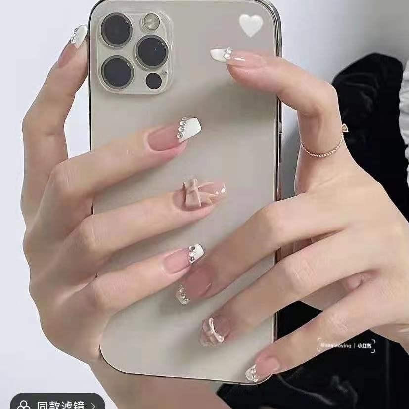 

Nail Wearing Art Elegant Bow With Beveled Edges Whitening Detachable Highgrade L