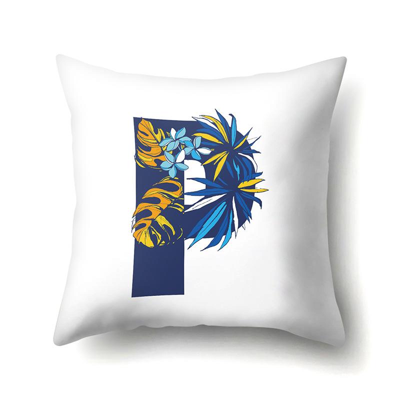 Polyester Pillowcase Tropical Plant Parrot Bird 26 English Letters Home Cushion Cover Bedside Cushion Cover