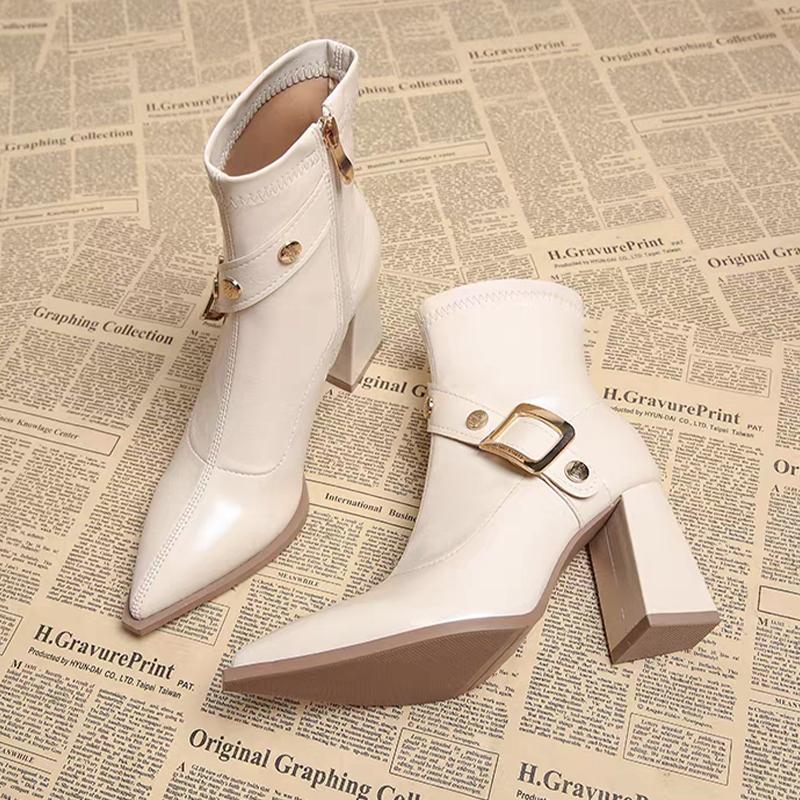 Women's Ankle Boots High Heels Fashion Shoes Chunky Luxury Pumps Dress Winter Boots 2025 New Sexy Elegant Mujer Chelsea Botas