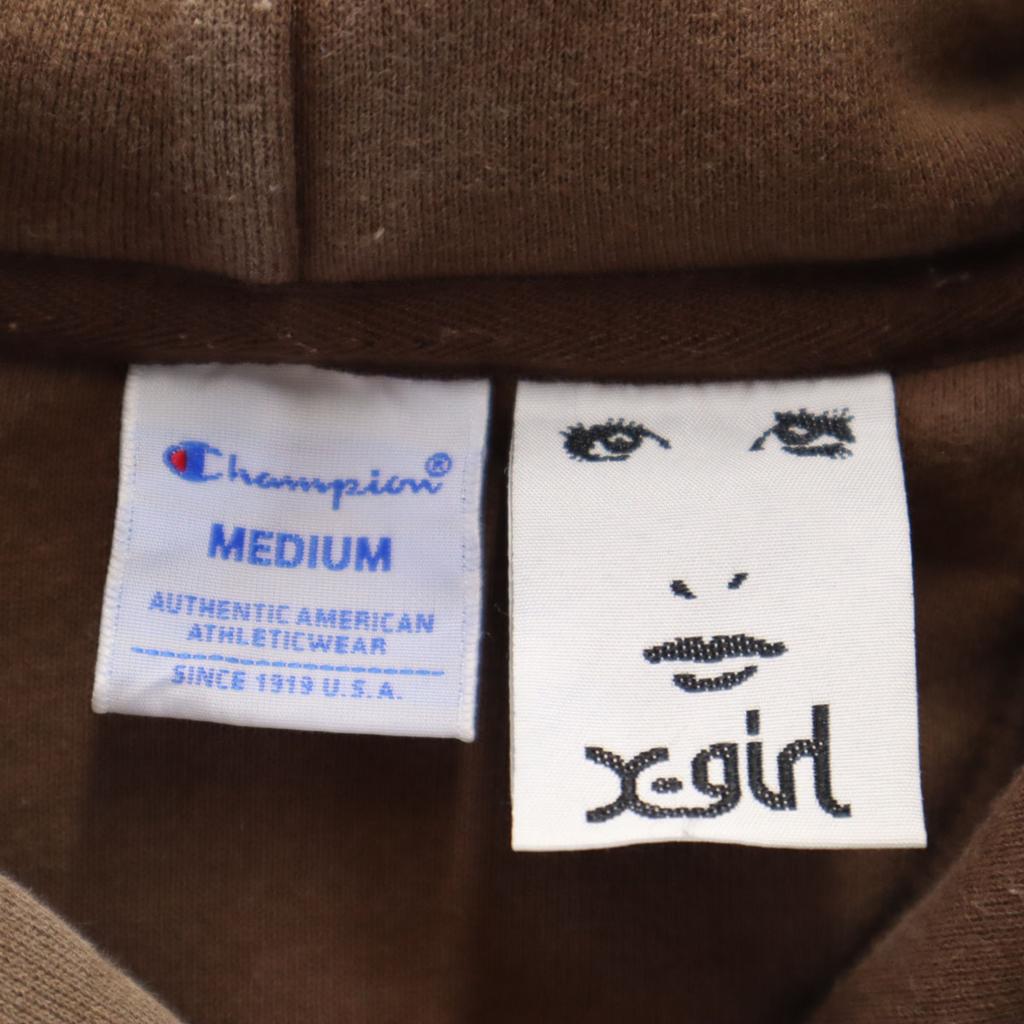 X-girl Champion Exclusive Long Sleeve Sweatshirts 2 Brown Back Brushed Women Used