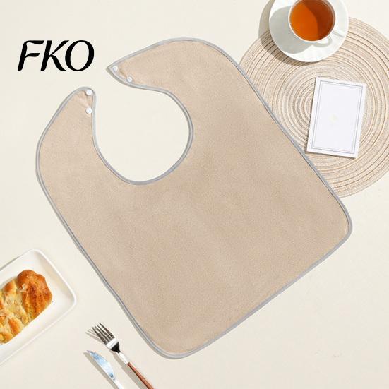Adult Bibs with Snap Buttons Large Bib, Solid Color Waterproof Clothing Protector, Deep Crumb for Elderly Catcher Design, Adjustable Closure