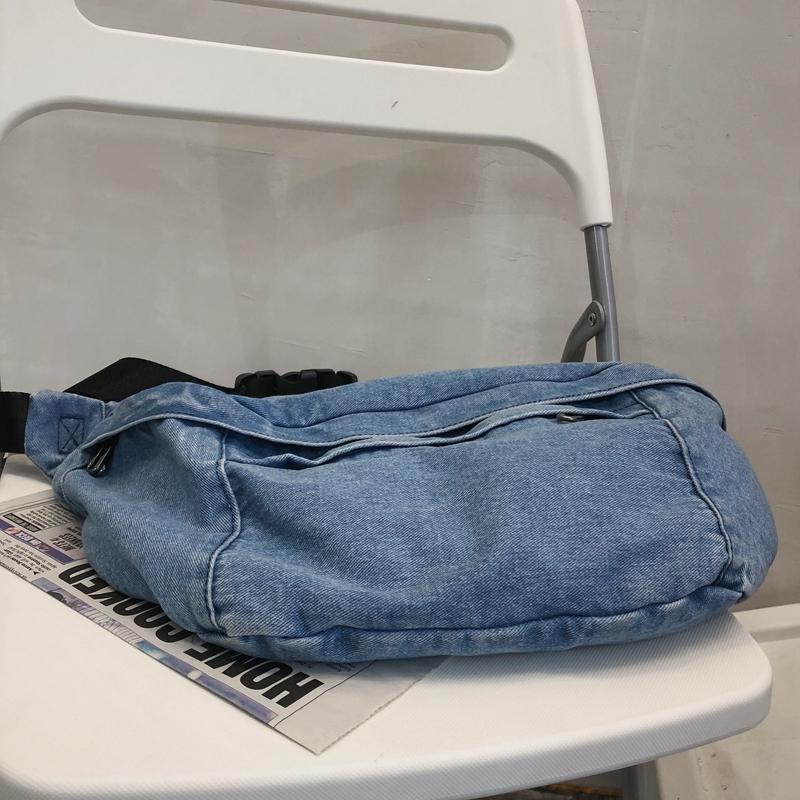 Student's Large Capacity Denim Chest Bag Women's Crossbody Bag Waist Bag