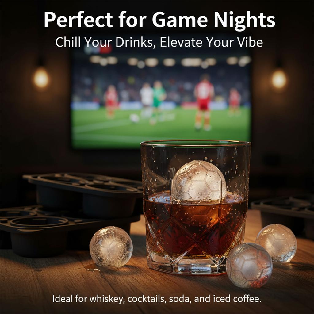 Soccer Ice- Molds - Large 2.3 Inch Silicone Soccer Ball Ice Mold For Game Day Parties