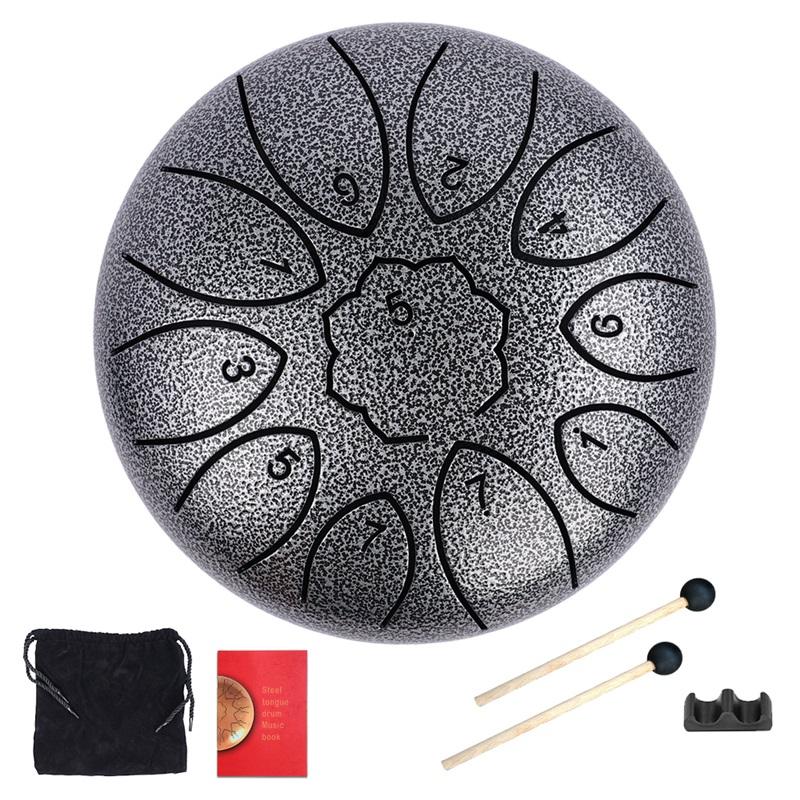 6" Steel Tongue Drum Gift Set 11-Note Rain Drum Sound Healing Instrument Yoga/Meditation/Anxiety Relief Tool