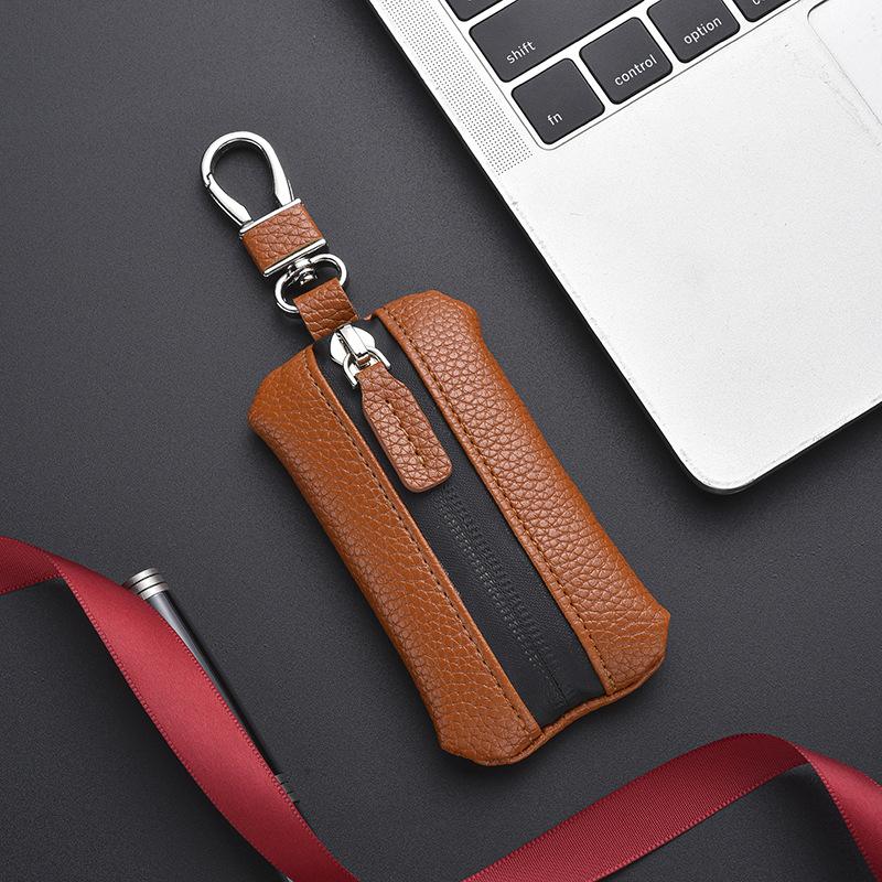 Premium Leather Car Key Pouch with Zipper for Men Thoughtful Gift Idea