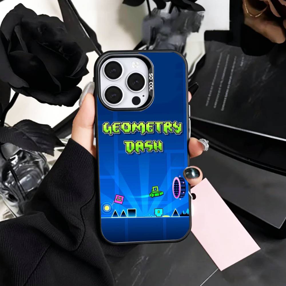 

cool G-Geometry D-Dash Game Phone Case For iPhone17,16,15,14,13,12,11 Plus,Pro Max Colored Silver Plated Inside Cover iPhone15pro