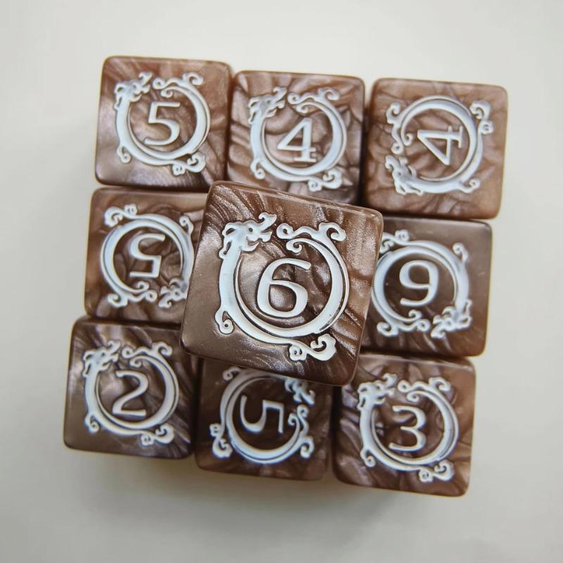 10pcs/set Dragon Print Number Dice Set Digital D6 Dice Kit for DND COC TRPG RPG Table Board Game Entertainment Dnd Dice Set