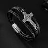 Multi Layer Weaving Leather Bracelet for Men with Cross High End Bracelets Stainless Anti Tarnish Jewelry ALN25123127