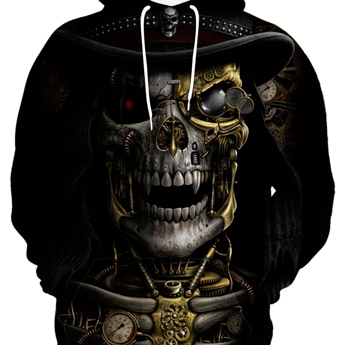 Мужская модная толстовка с капюшоном с рисунком черепа — фото 2