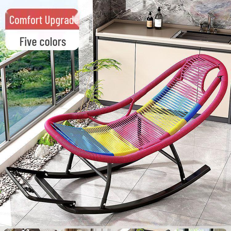 Rattan Recliner Rocking Chair for Elderly - Cozy Balcony Nap Sofa