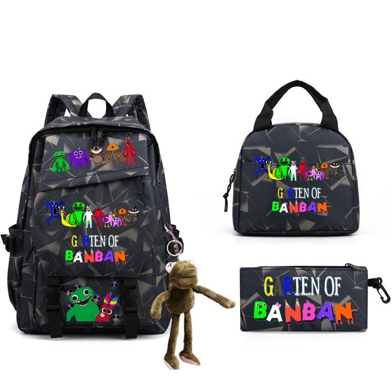 

Game student schoolbag single shoulder pencil bag three-piece set double shoulder back as the picture
