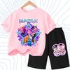 Summer Fashion Kids Outfit Set Cartoon Printed Children's O Neck Short Sleeve Tops Shorts 2pcs Summer Girls Casual T Shirt Sets