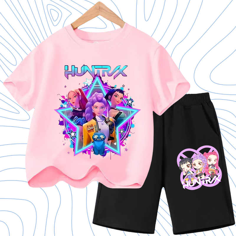 

Summer Fashion Kids Outfit Set Cartoon Printed Children s O Neck Short Sleeve Tops Shorts 2pcs Summer Girls Casual T Shirt Sets 100