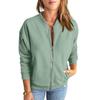 Locker Damen Freizeit Ärmel Lang Sweatshirt Jacke Oberteil Tasche Mantel