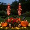 Outdoor Spooky Garden Ornament Solar Halloween Bat Lights, Realistic Skeleton Pathway Decor, Waterproof LED Strange Green Light Props Stake