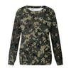 Top girocollo da donna in cotone, casual, alla moda, con stampa floreale, a maniche lunghe, con scollo a V